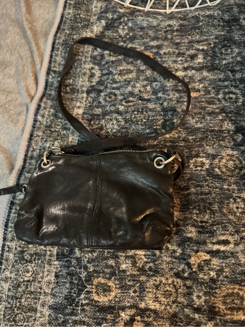 Fossil Black Leather Crossbody Wallet Purse - Picture 4 of 6